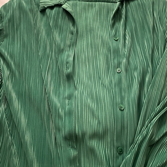Green pleated pant set - Picture 3 of 4